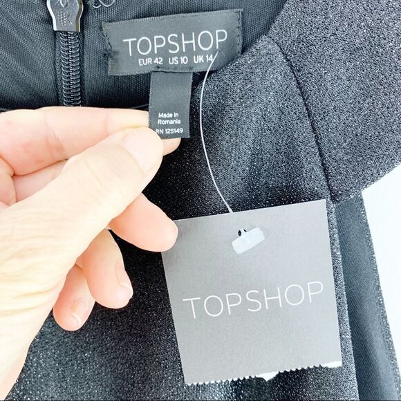 TOPSHOP Black Tinsel Sparkly Wrap Dress LBD - Picture 14 of 16